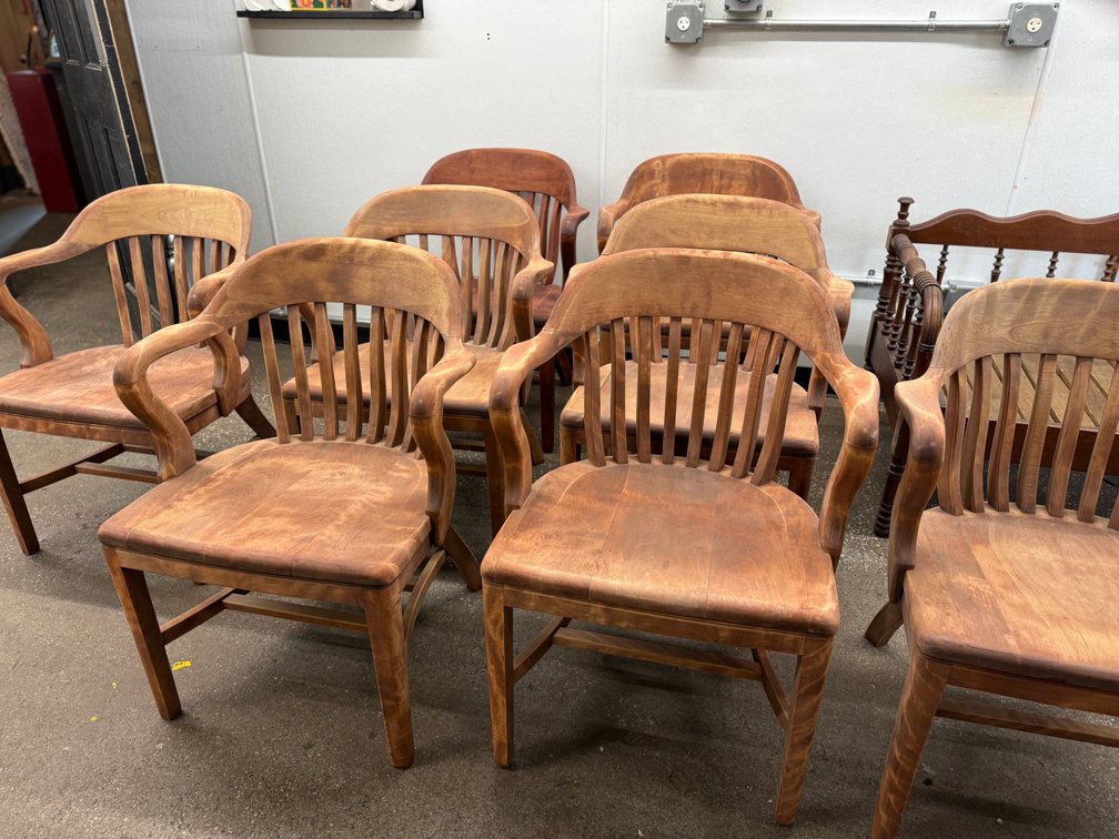 8 sanded wooden chairs
