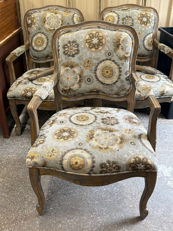 3 wood and upholstery side chairs