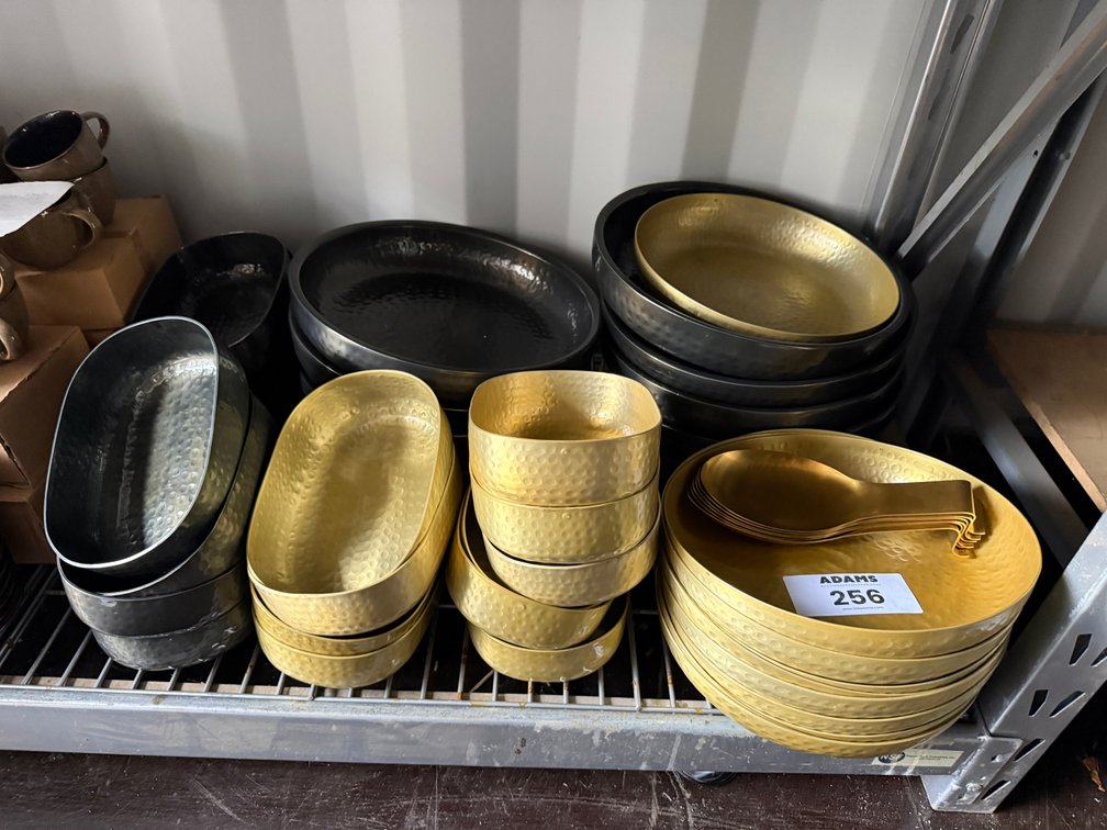 Gold and black serving dishes