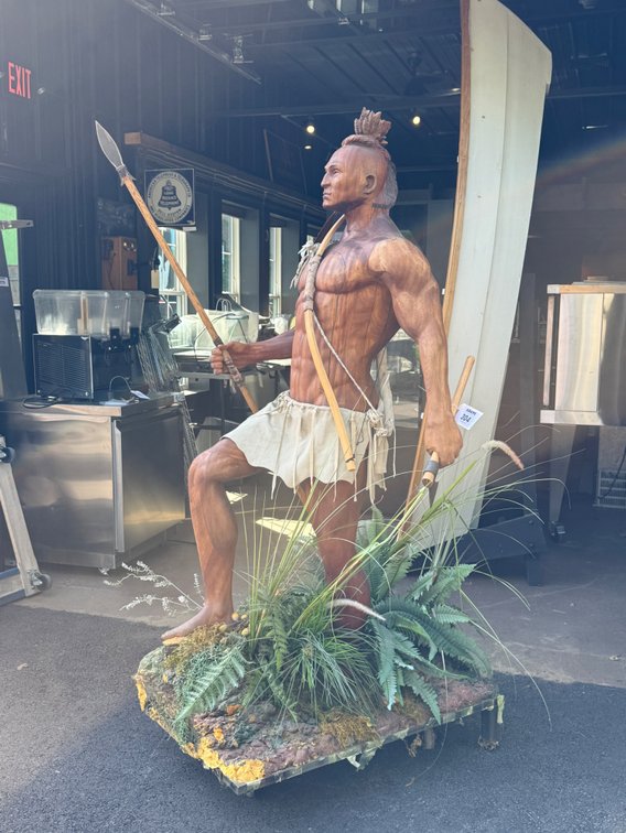 Life-size carved American Indian statue