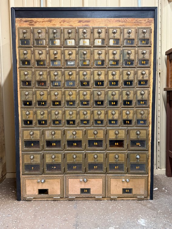 Antique post office mail boxes