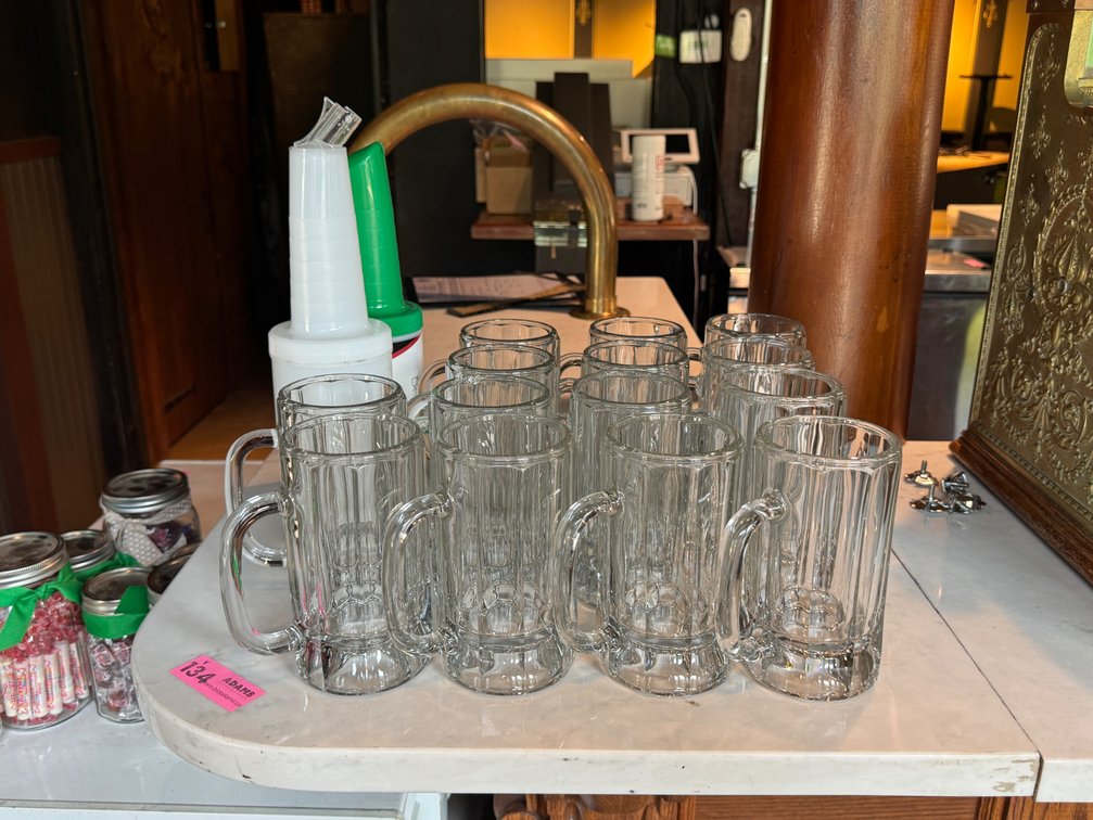 14 Heavy Glass Beer Mugs