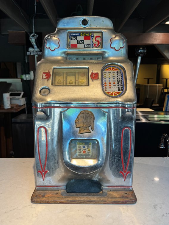 Antique 5-Cent Jennings Chief Slot Machine