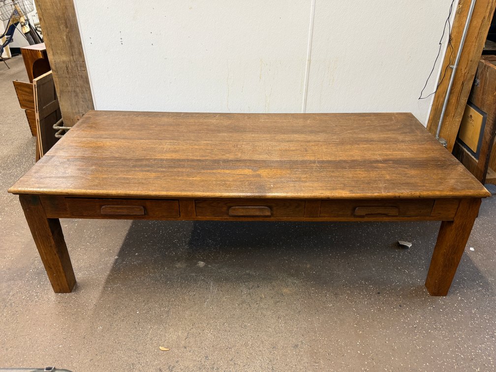 Antique Tiger Oak Library Table