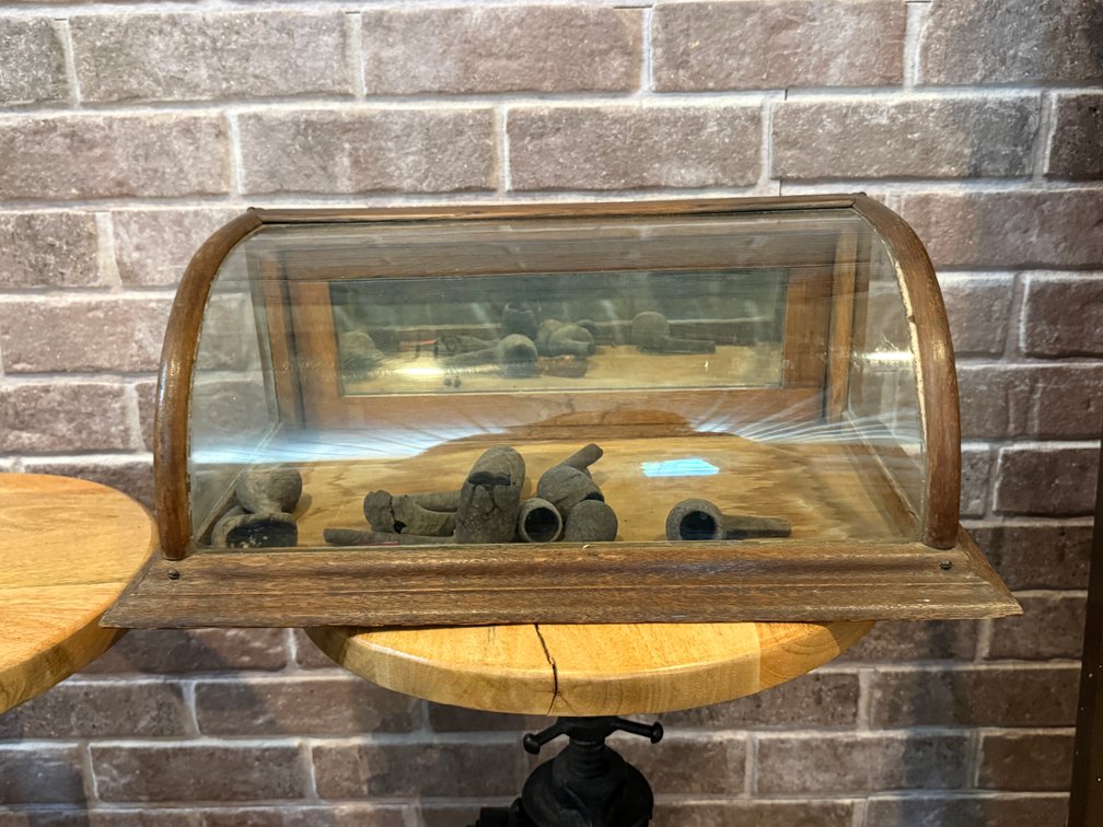 Petite Antique Curved Glass Cabinet