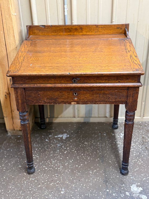 Antique Oak Slat-Front Desk