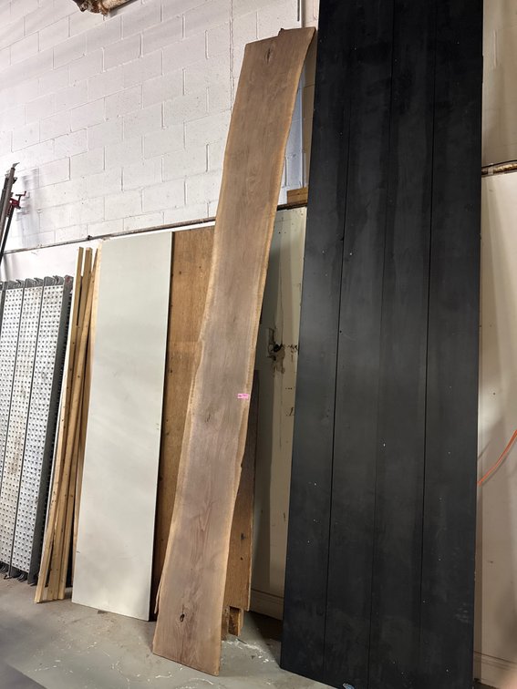 12-Foot Live Edge Wood Slab & Mixed Panels
