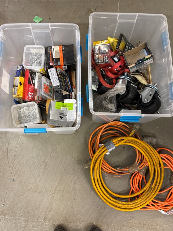Assorted Fasteners, Strapping & Extension Cords