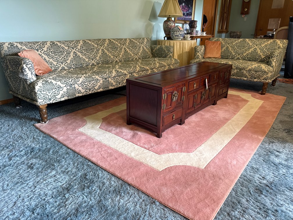 Damask Sofa Set & Wool Rug