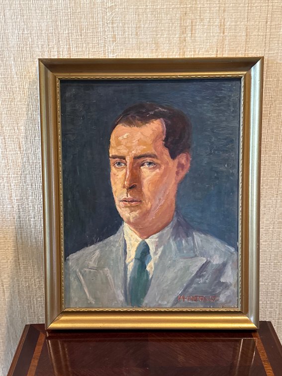 Framed M-Patri Impasto Portrait Painting