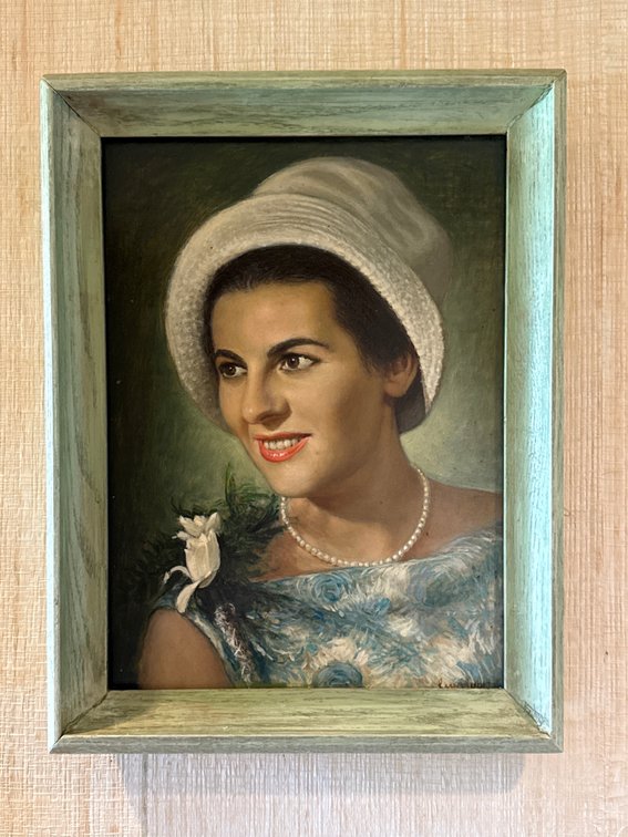 Framed Portrait Painting Signed Luciano