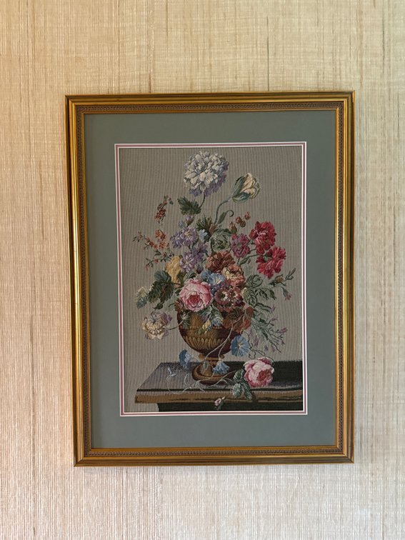 Framed Woven Floral Still Life Tapestry