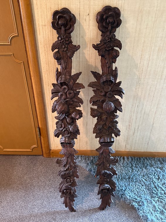 Carved Vintage Wood Floral Appliques