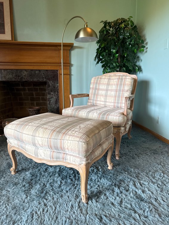 Flexsteel French Provincial Chair & Ottoman