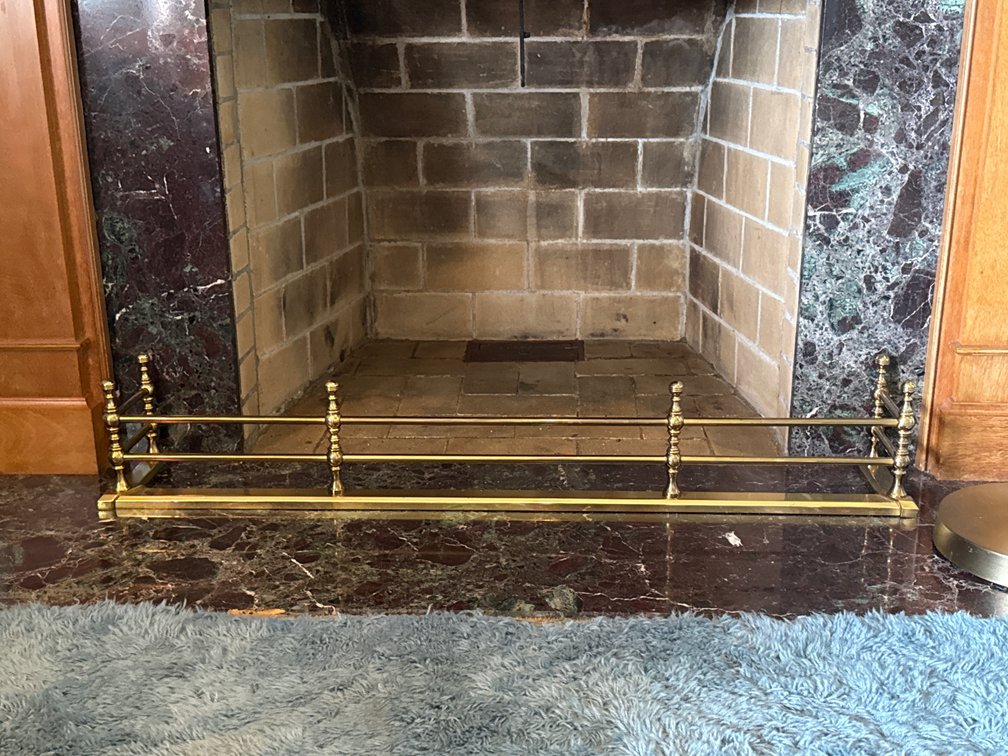 Brass Fireplace Fender with Finials