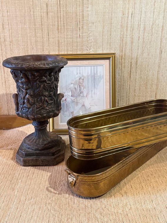 Neoclassical Urn, Planters & Framed Art