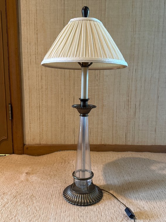 Candlestick Glass & Metal Table Lamp