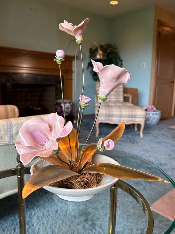 Metal & Ceramic Floral Centerpiece