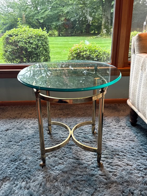 Neoclassical Brass & Glass Side Table