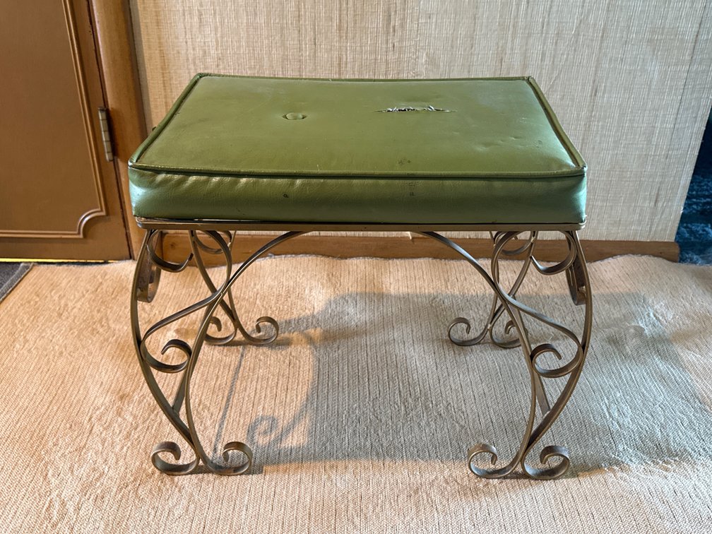 Vintage Scrollwork Metal Vanity Stool
