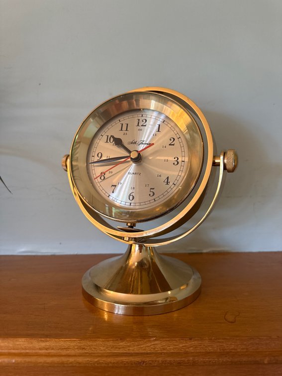 Seth Thomas Brass Gimbal Desk Clock