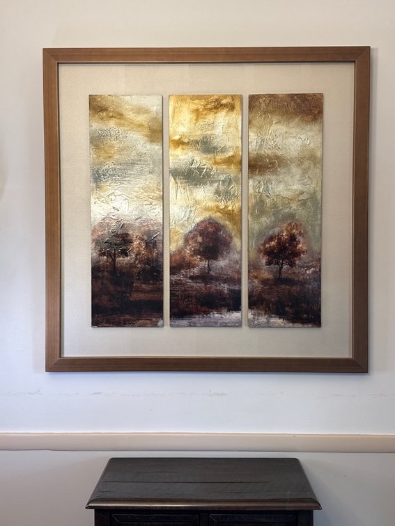 Framed Mixed Media Triptych