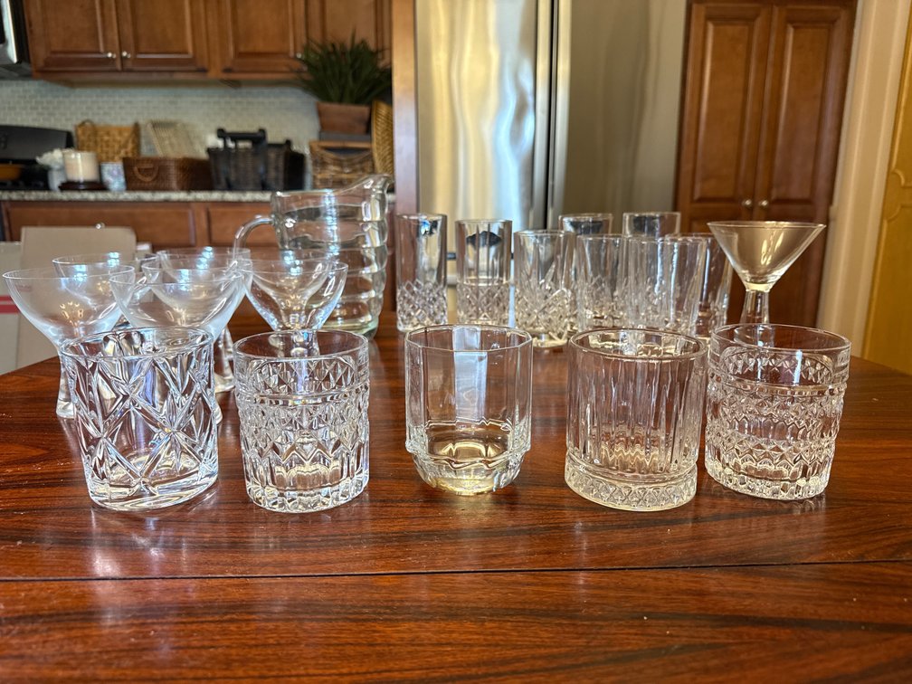 22-Piece Vintage Barware & Glass Pitcher