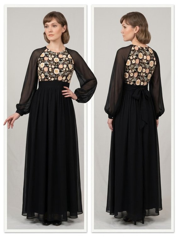 Vintage 1970s Italian Silk Maxi Dress