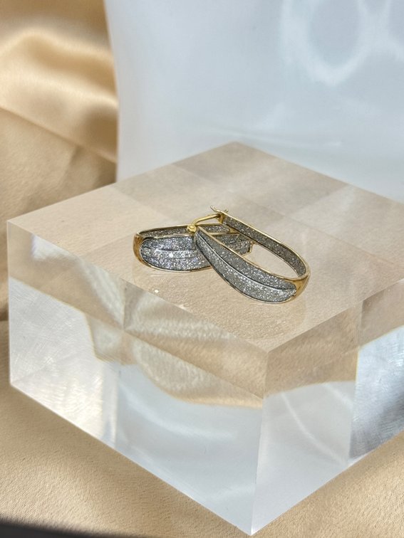 925 Silver Gold-Tone Oval Hoop Earrings