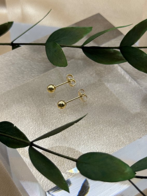 14K Yellow Gold Ball Stud Earrings