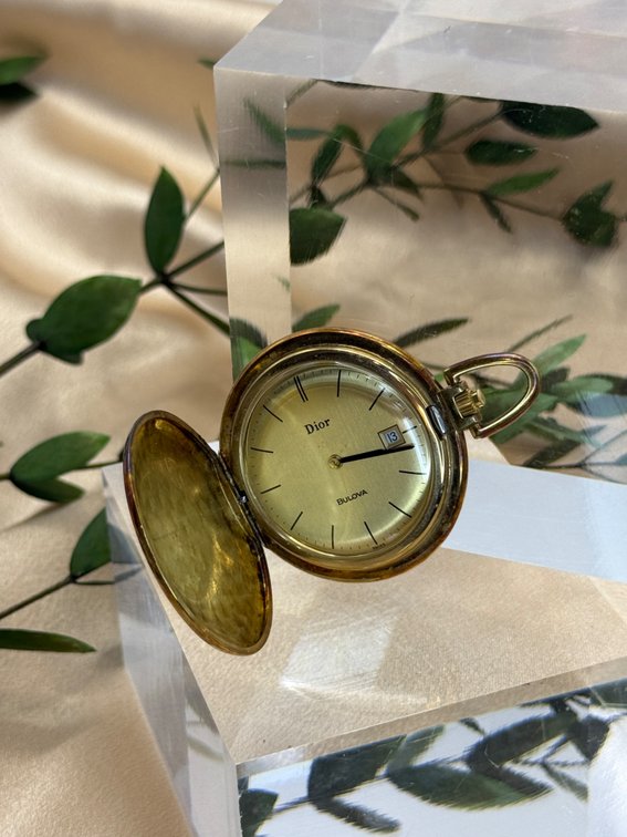Dior Bulova Gold-Tone Hunter Pocket Watch