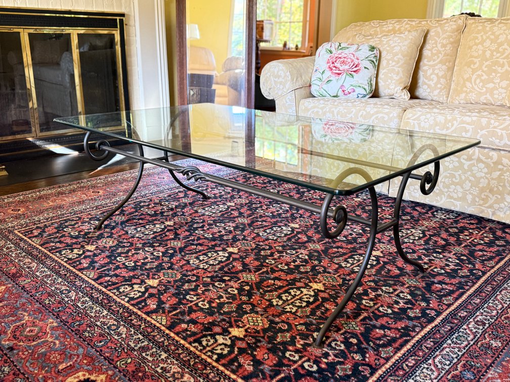 Wrought Metal Glass-Top Coffee Table
