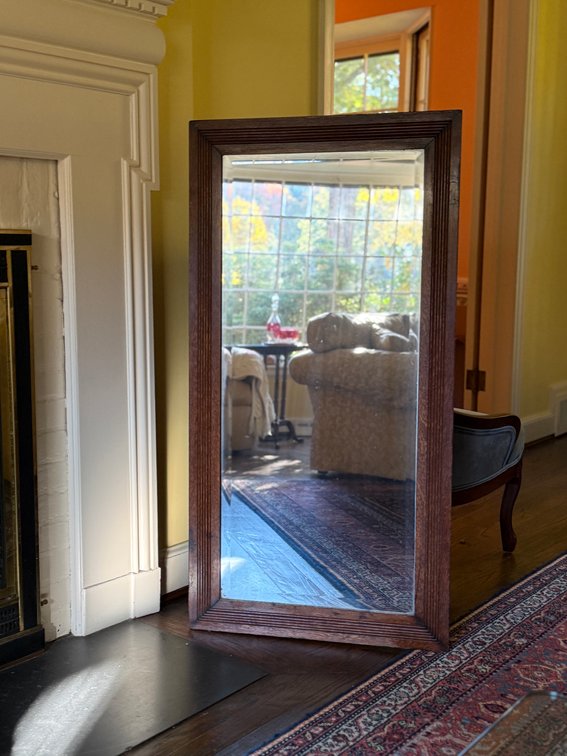 Antique Reeded Wood Framed Mirror