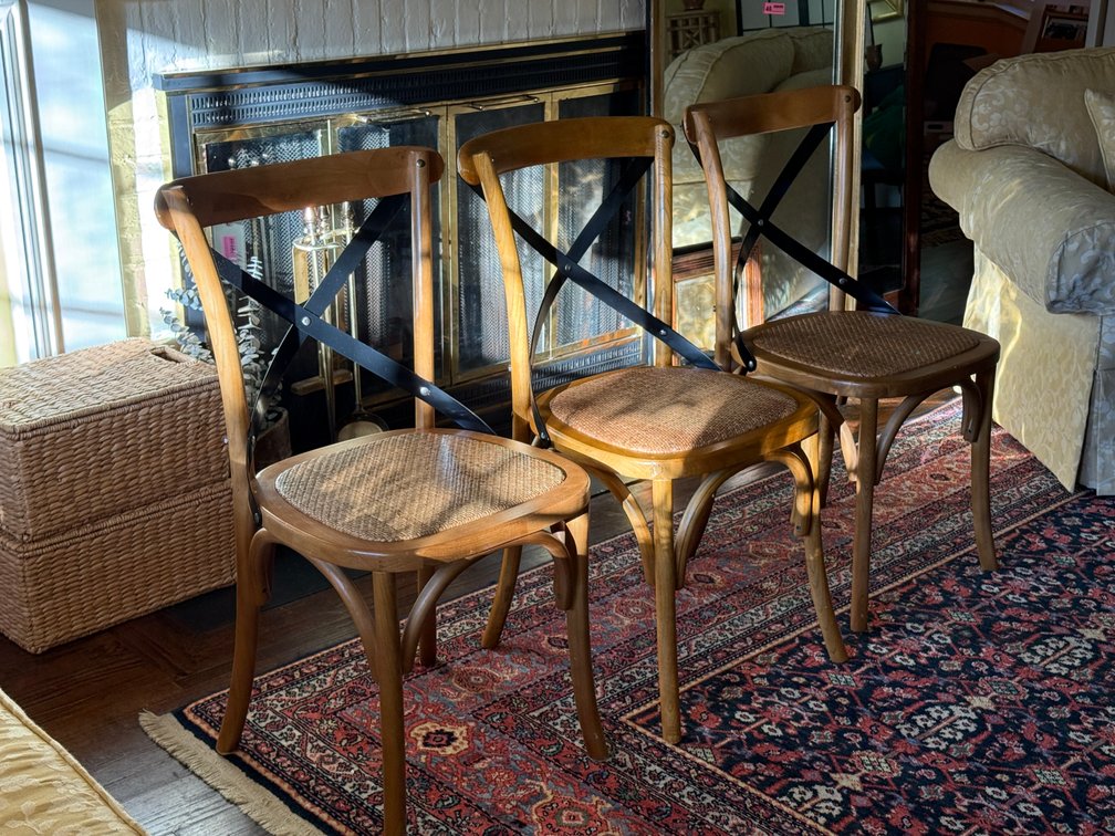 Set of 3 ADECO Bentwood Cross-Back Dining Chairs