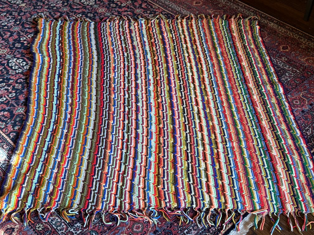Handmade Multicolor Chevron Crochet Afghan