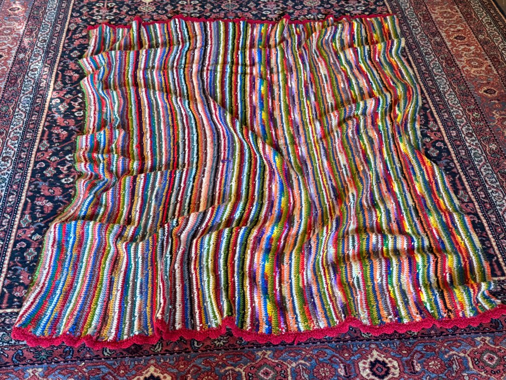 Handmade Multicolor Striped Crochet Afghan
