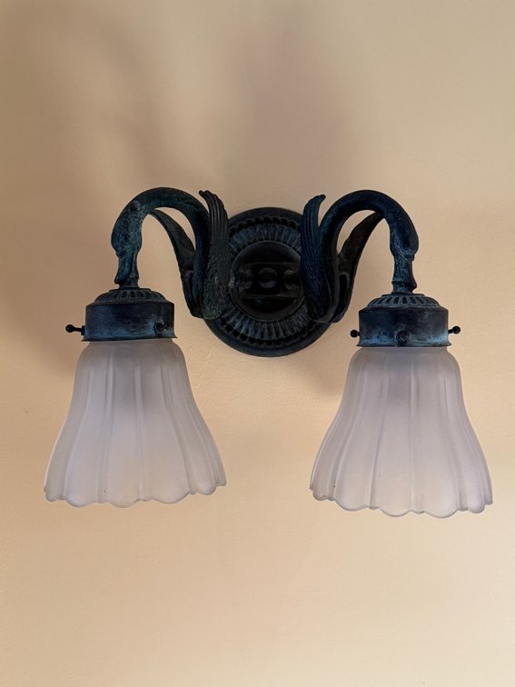 Antique Double-Arm Swan Wall Sconce
