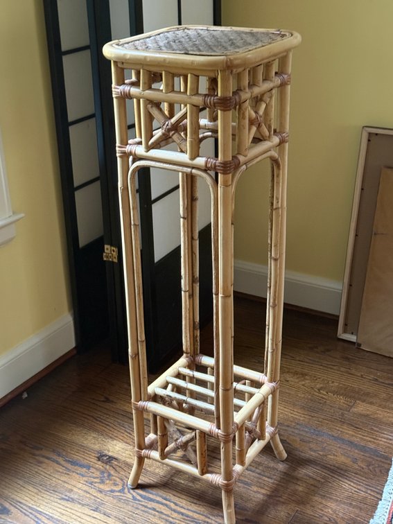 Bamboo and Rattan Tall Pedestal Plant Stand