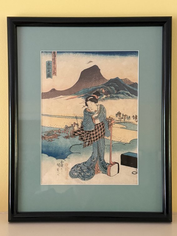 1836 Kunisada Woodblock Print View of Kanaya