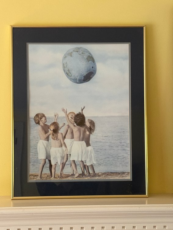 Framed Beach Children Digital Art Print