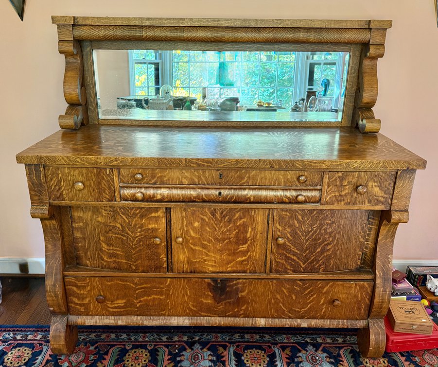 Quarter-Sawn Oak Mirrored Sideboard