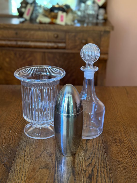 3-Piece Glass & Stainless Steel Barware Set