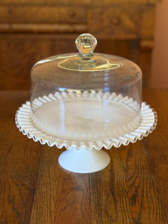Glass Cake Stand, Cloche, Vase & Wine Bucket