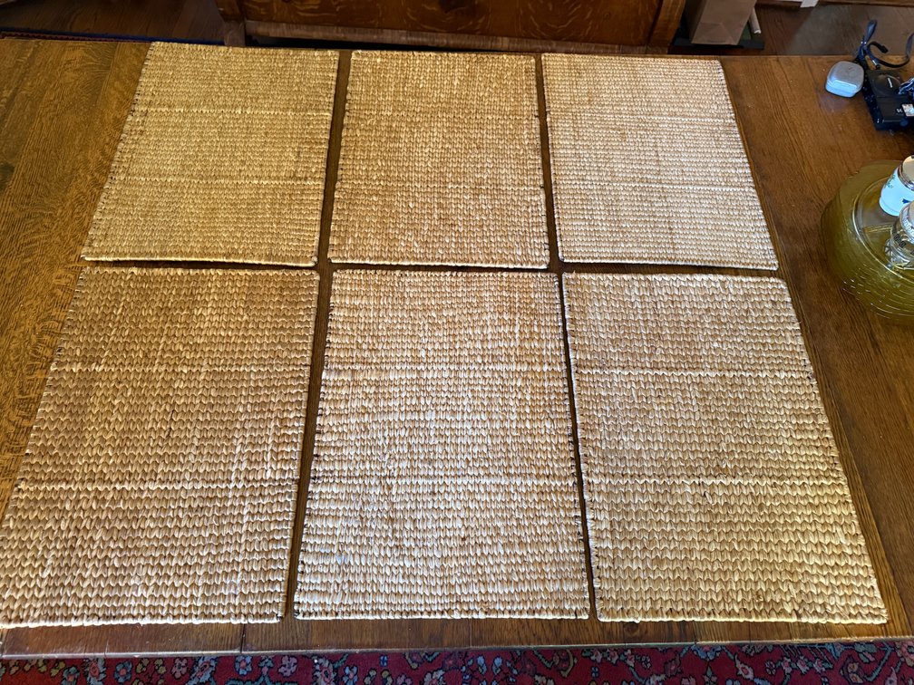 6 Woven Natural Fiber Wire Frame Placemats