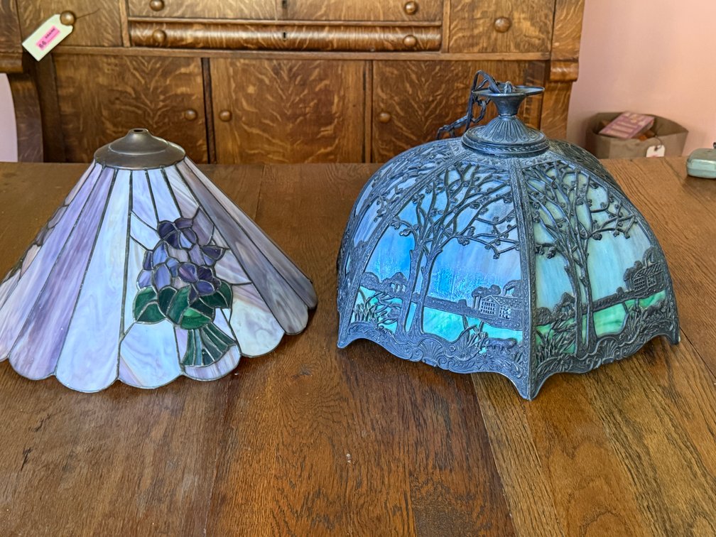Slag Glass Chandelier & Tiffany Style Lamp Shade