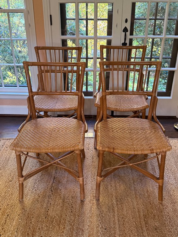 Set of 4 Rattan Spindle-Back Dining Chairs