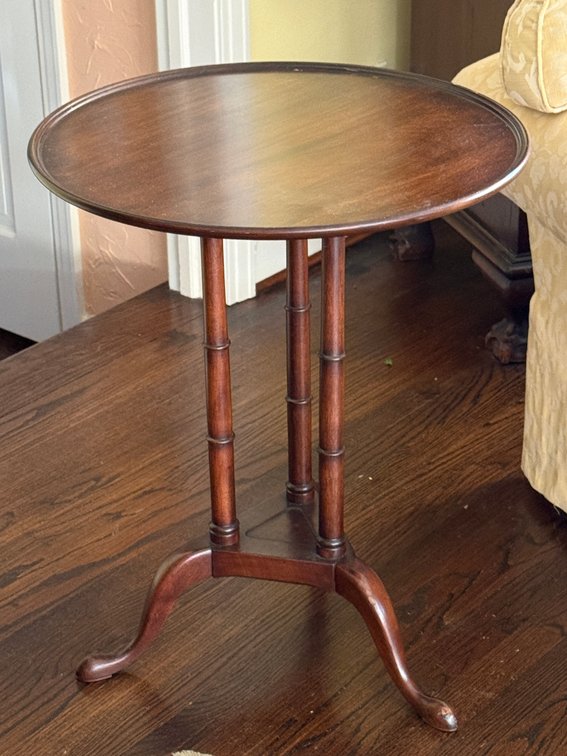 Wood Tripod Dish-Top Accent Table
