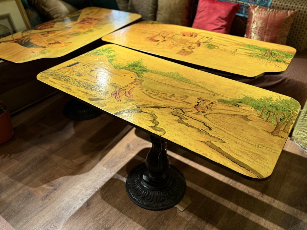 3 handpainted wooden tables