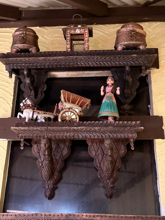 2 carved wall shelves