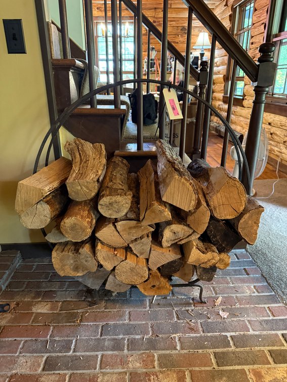 Round metal log holder